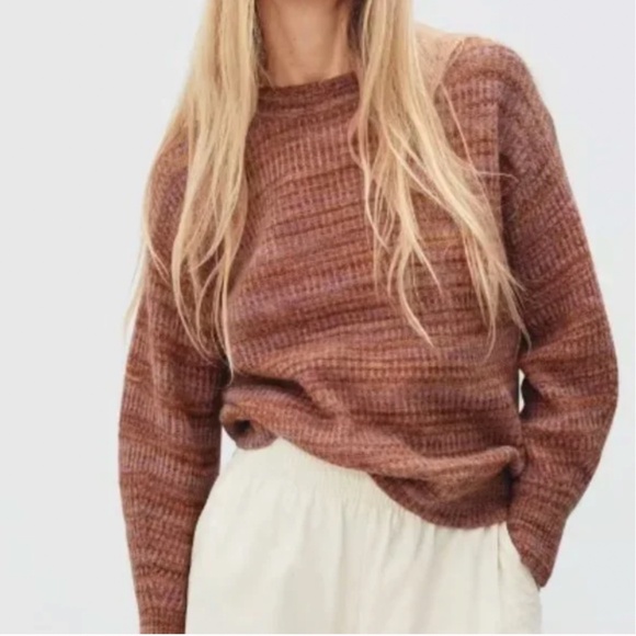 Alpaca Crew Neck Sweater Wool Blend Tonal Hipster Boho Bohemian Hippie Sweater - Picture 10 of 11